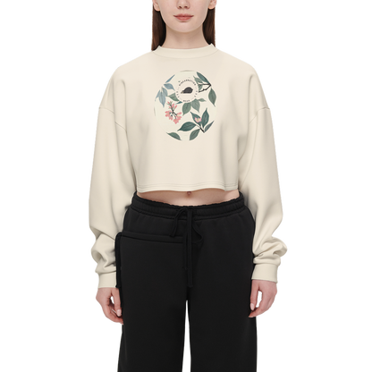 Women's Spectacled Bear Cropped Crewneck Sweatshirt-Techno Scuba Knit
