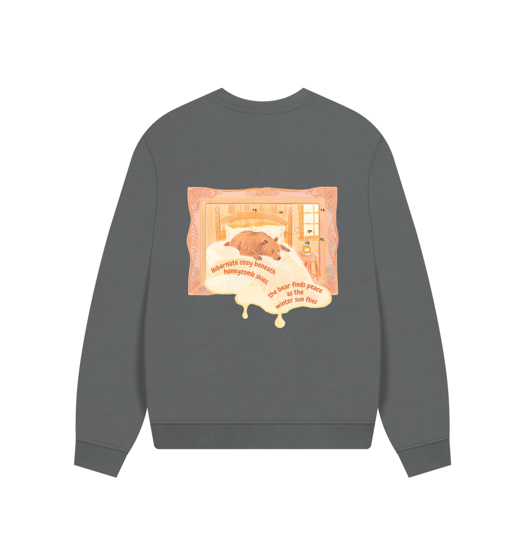 Hibernate cozy beneath Honeycomb skies, the Bear finds Peace as the Winter Sun flies