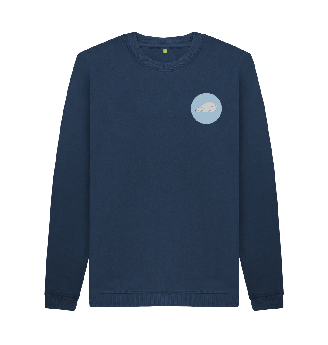 Navy Blue Printed Sweater Front